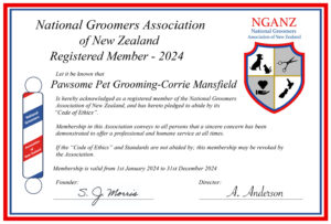 National Dog Groomers Association Certificate